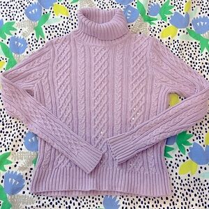 Y2K sequin pearl cable knit cotton sweater fairy cottagecore coquette whimsigoth